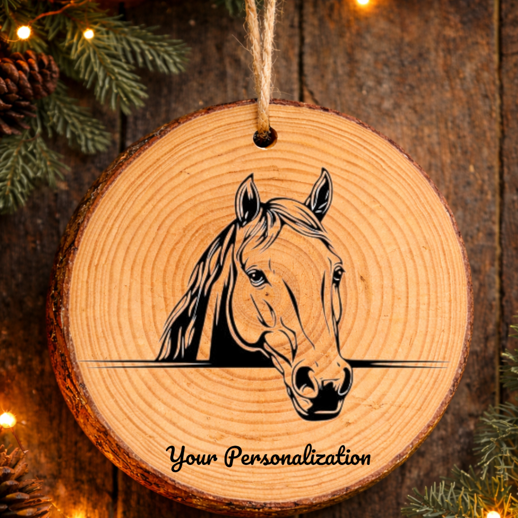 Horse Image #58 Rustic Pine Ornament