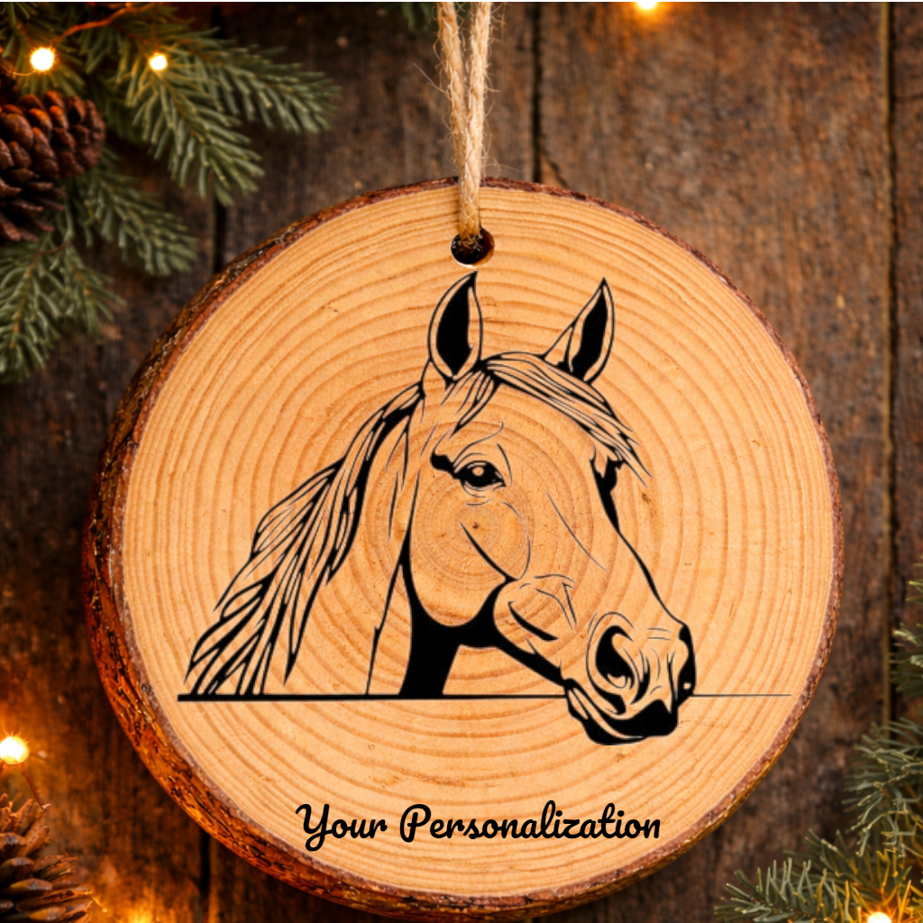 Horse Image #60 Rustic Pine Ornament