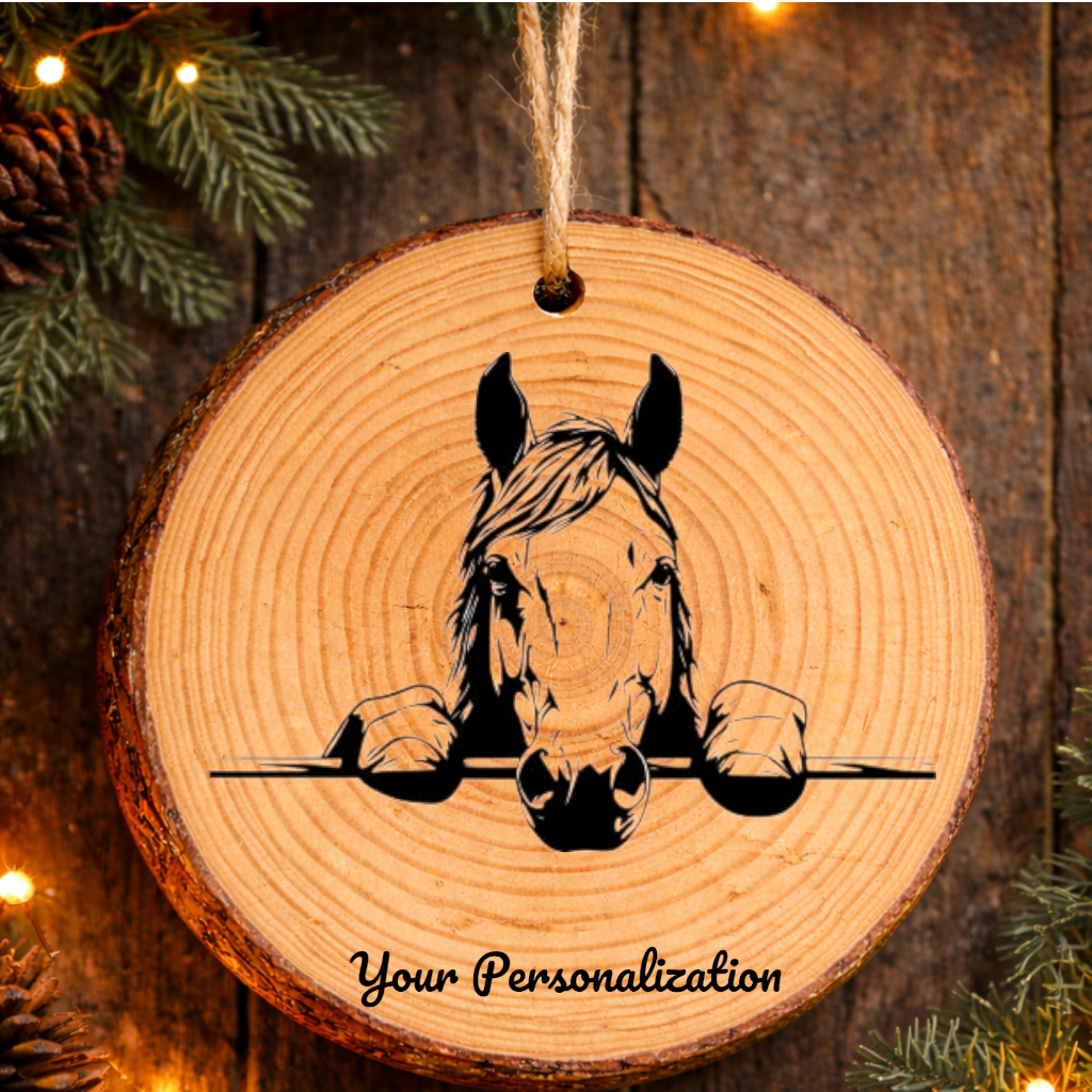 Horse Image #62 Rustic Pine Ornament