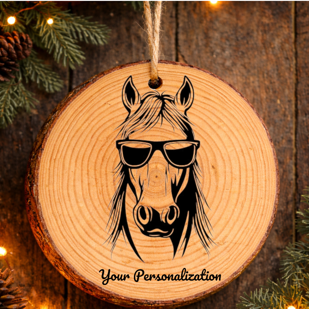 Horse Image #63 Rustic Pine Ornament