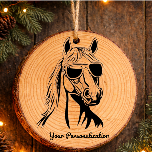 Horse Image #64 Rustic Pine Ornament