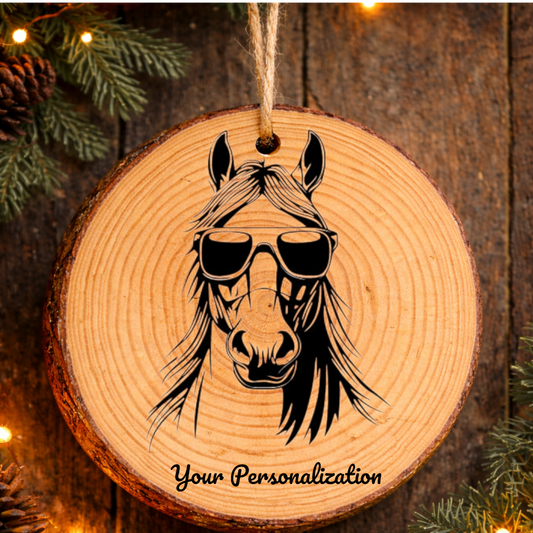 Horse Image #65 Rustic Pine Ornament