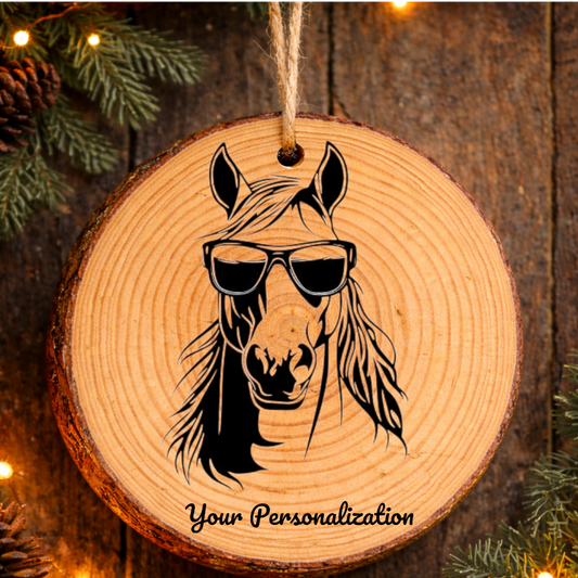 Horse Image #67 Rustic Pine Ornament