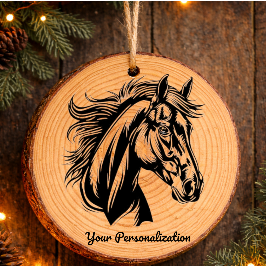 Horse Image #68 Rustic Pine Ornament
