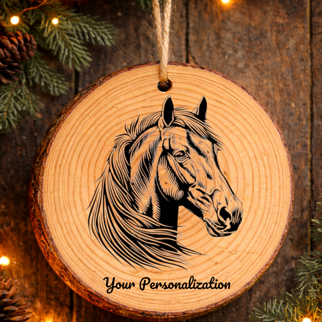 Horse Image #74 Rustic Pine Ornament
