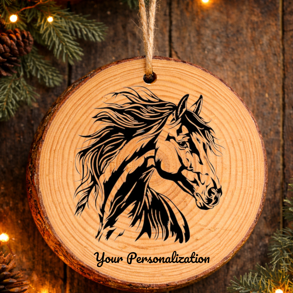 Horse Image #76 Rustic Pine Ornament