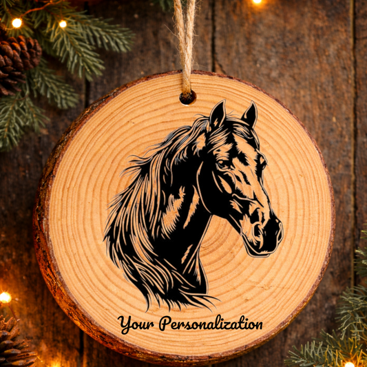 Horse Image #77 Rustic Pine Ornament