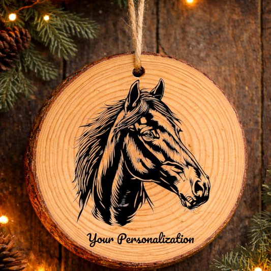 Horse Image #78 Rustic Pine Ornament