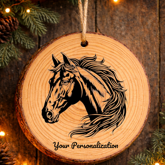 Horse Image #79 Rustic Pine Ornament