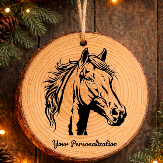 Horse Image #82 Rustic Pine Ornament