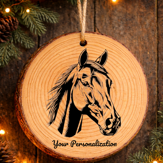 Horse Image #86 Rustic Pine Ornament