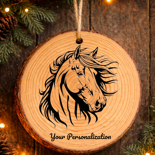 Horse Image #87 Rustic Pine Ornament