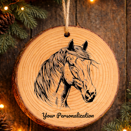 Horse Image #88 Rustic Pine Ornament