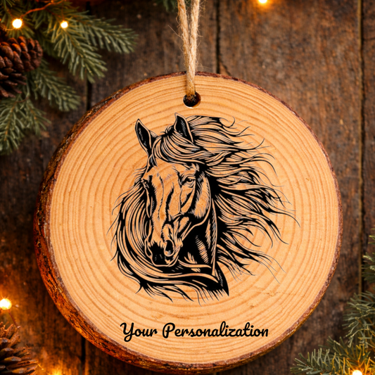 Horse Image #89 Rustic Pine Ornament