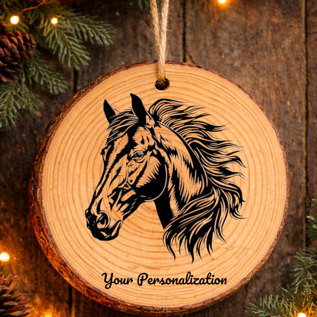 Horse Image #94 Rustic Pine Ornament