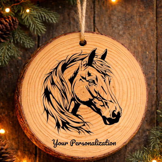 Horse Image #95 Rustic Pine Ornament