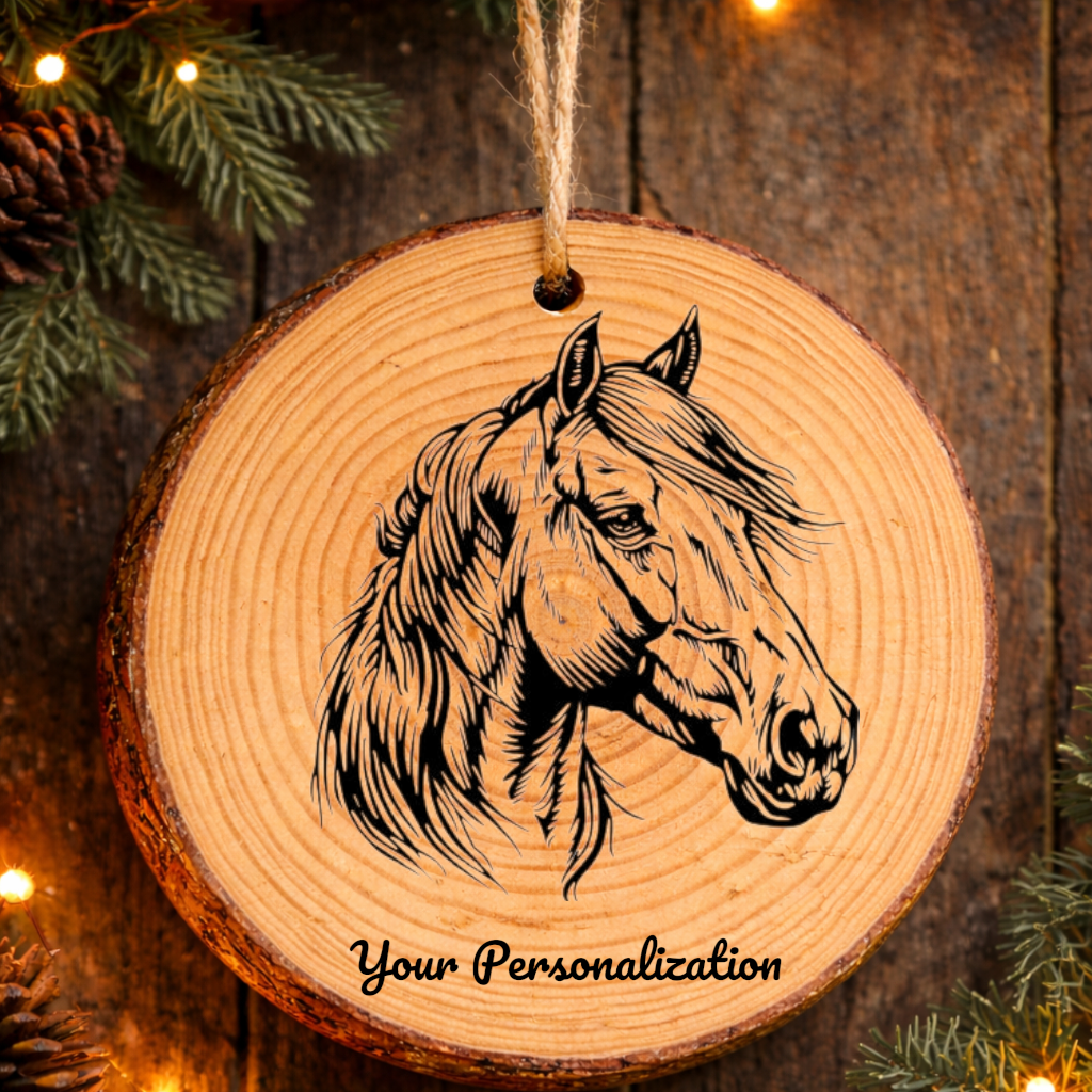 Horse Image #100 Rustic Pine Ornament