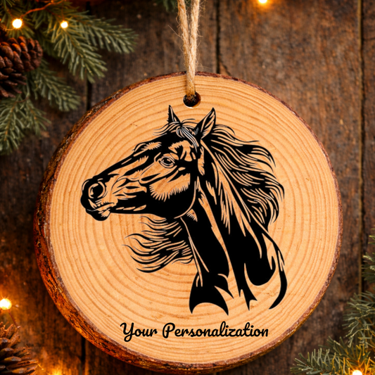 Horse Image #102 Rustic Pine Ornament