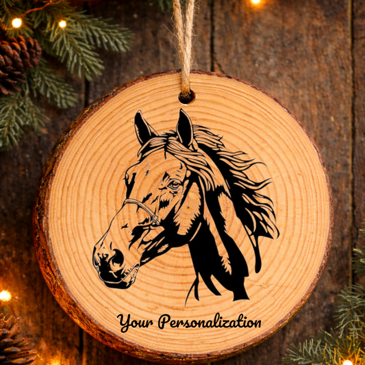 Horse Image #104 Rustic Pine Ornament
