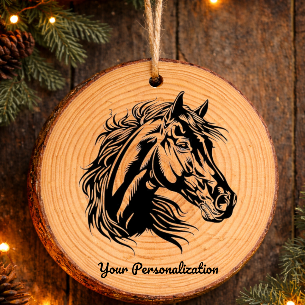 Horse Image #106 Rustic Pine Ornament