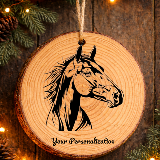 Horse Image #110 Rustic Pine Ornament