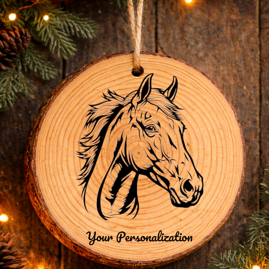 Horse Image #112 Rustic Pine Ornament