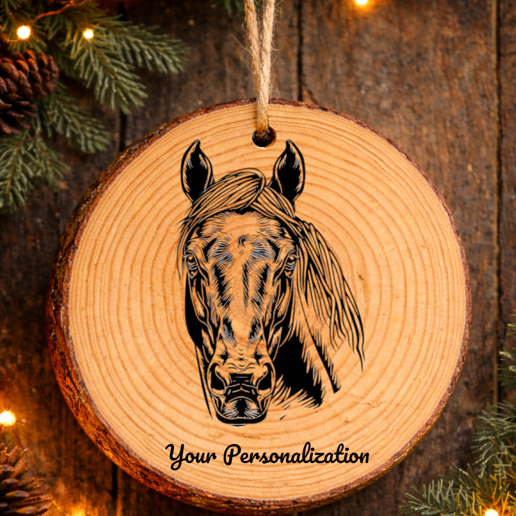 Horse Image #114 Rustic Pine Ornament