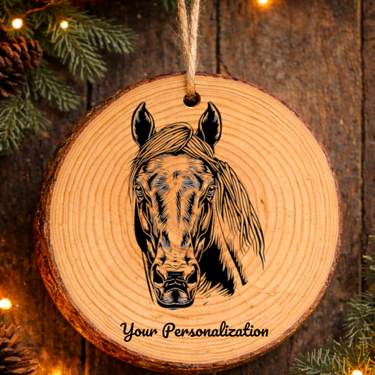 Horse Image #114 Rustic Pine Ornament