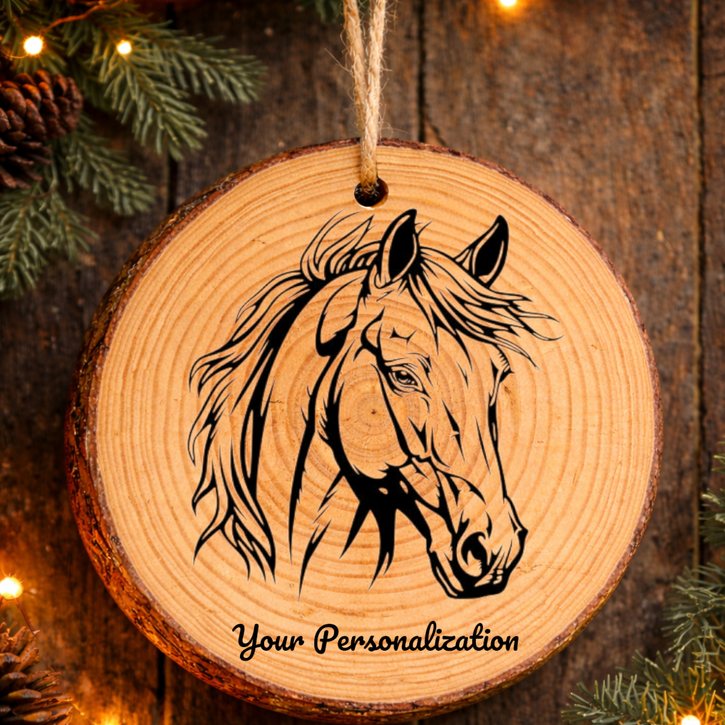 Horse Image #115 Rustic Pine Ornament