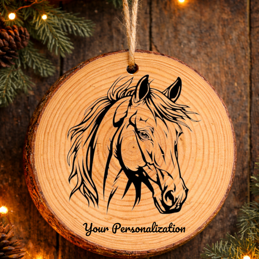 Horse Image #115 Rustic Pine Ornament