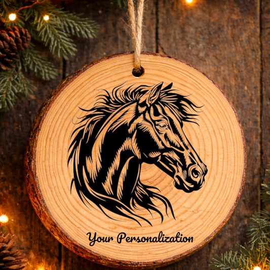 Horse Image #116 Rustic Pine Ornament