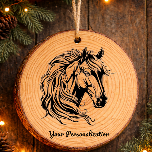 Horse Image #121 Rustic Pine Ornament