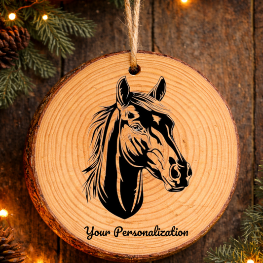 Horse Image #123 Rustic Pine Ornament