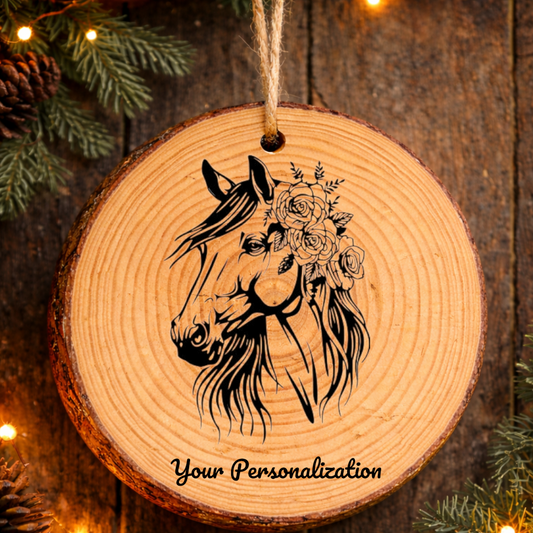 Horse Image #126 Rustic Pine Ornament