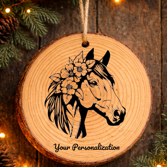 Horse Image #127 Rustic Pine Ornament