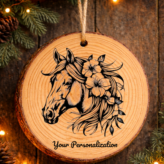 Horse Image #129 Rustic Pine Ornament