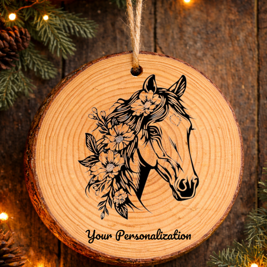 Horse Image #130 Rustic Pine Ornament