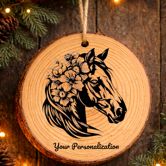 Horse Image #131 Rustic Pine Ornament