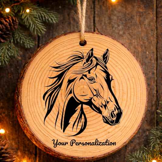 Horse Image #132 Rustic Pine Ornament
