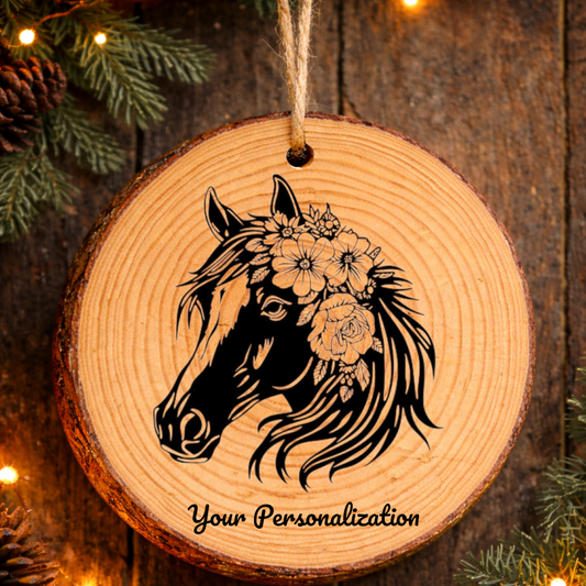 Horse Image #133 Rustic Pine Ornament