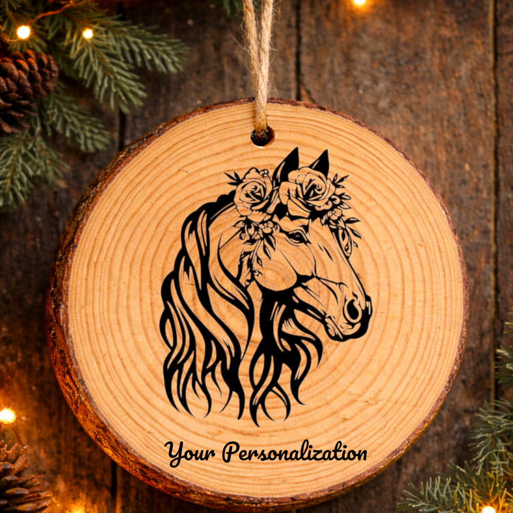 Horse Image #134 Rustic Pine Ornament