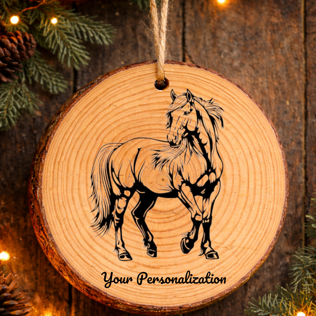 Horse Image #137 Rustic Pine Ornament