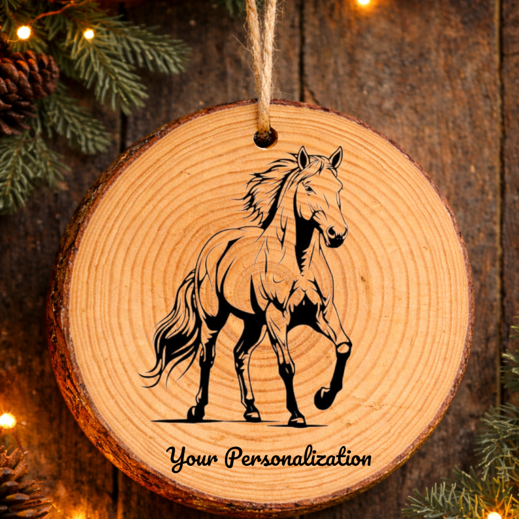 Horse Image #140 Rustic Pine Ornament