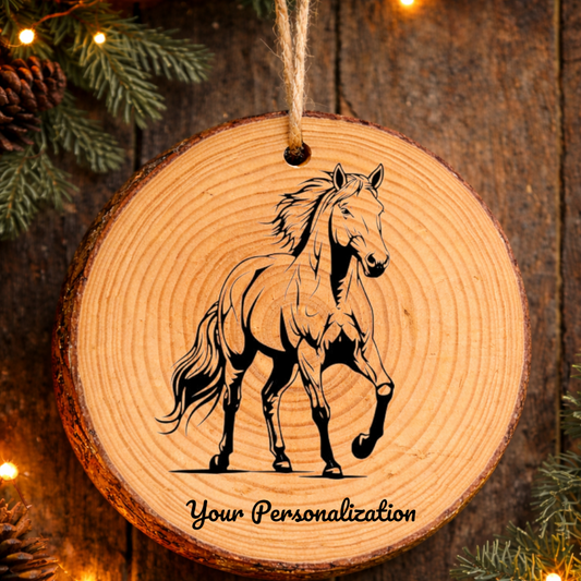 Horse Image #140 Rustic Pine Ornament