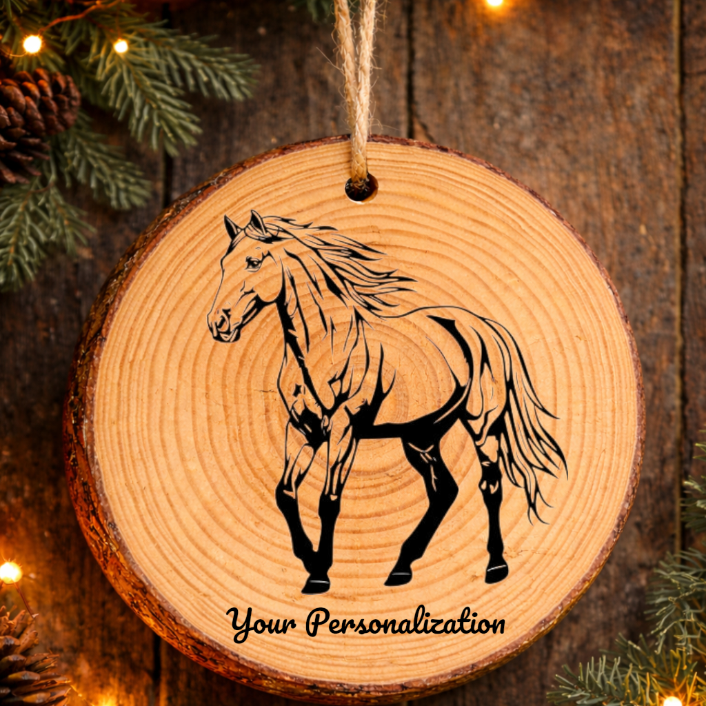 Horse Image #141 Rustic Pine Ornament