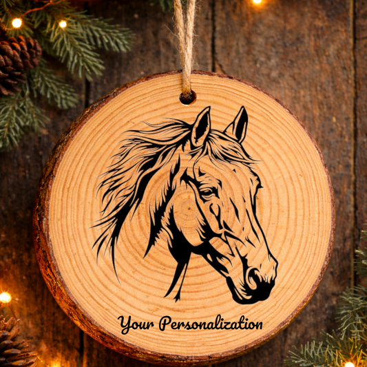 Horse Image #143 Rustic Pine Ornament