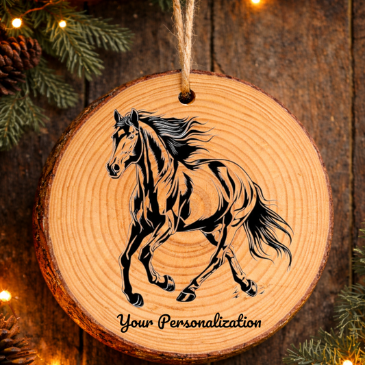 Horse Image #145 Rustic Pine Ornament