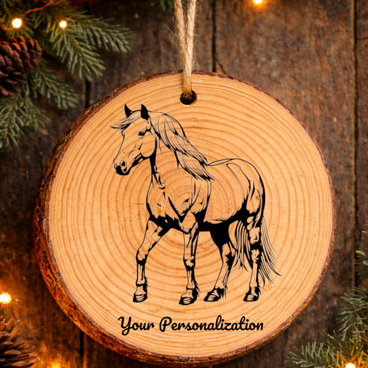 Horse Image #151 Rustic Pine Ornament