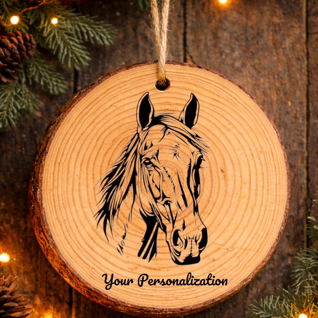 Horse Image #154 Rustic Pine Ornament