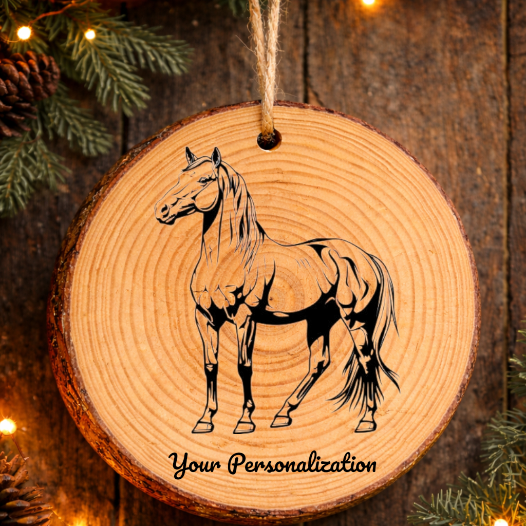 Horse Image #160 Rustic Pine Ornament